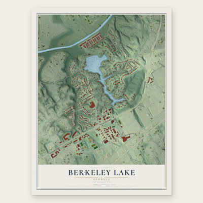Berkeley Lake, Georgia map print, the full design