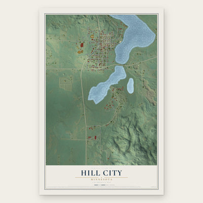 Hill City, Minnesota map print, the full design