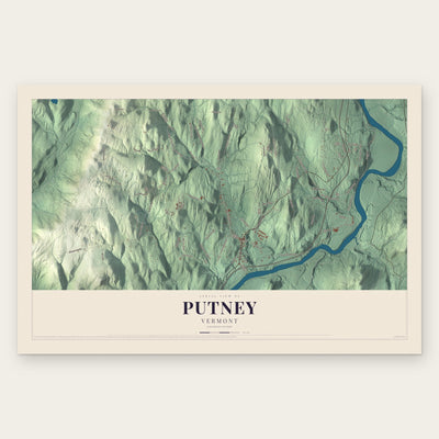 Putney, Vermont map print, the full design