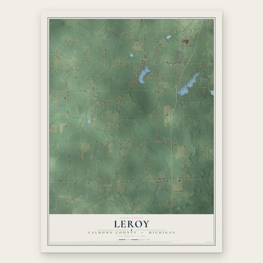 Leroy, Calhoun County, Michigan map print, the full design