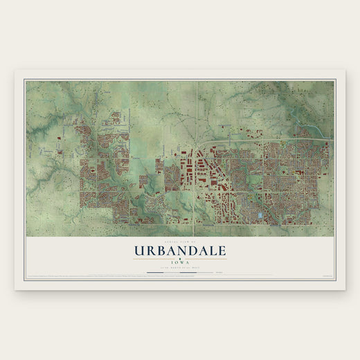 Urbandale, Iowa map print, the full design