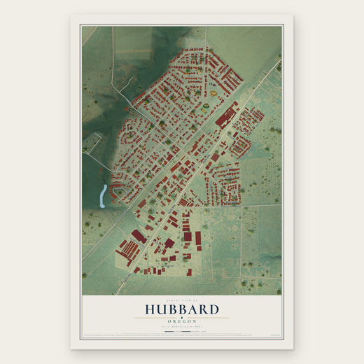 Hubbard, Oregon map print, the full design