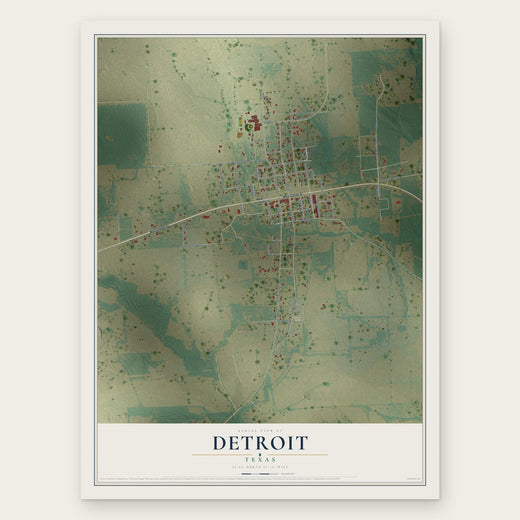 Detroit, Texas map print, the full design