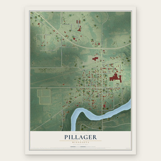 Pillager, Minnesota map print, the full design