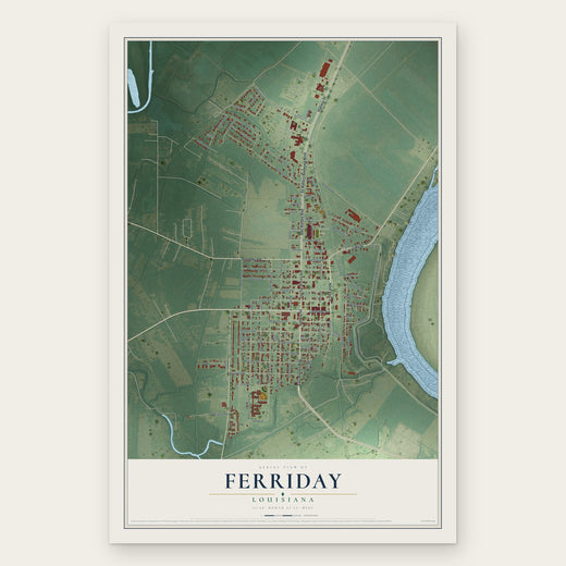 Ferriday, Louisiana map print, the full design