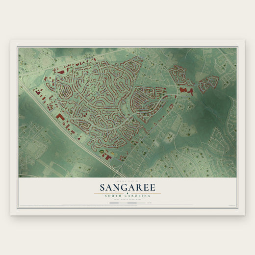 Sangaree, South Carolina map print, the full design