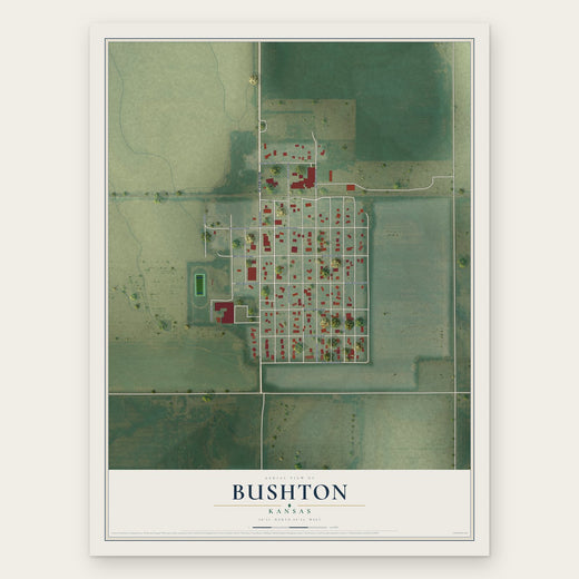Bushton, Kansas map print, the full design