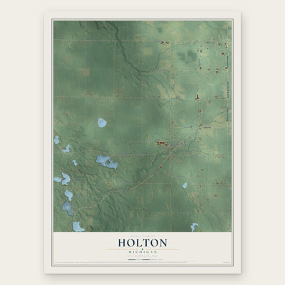 Holton, Michigan map print, the full design