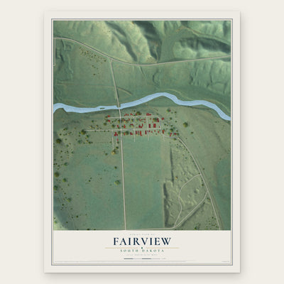 Fairview, South Dakota map print, the full design
