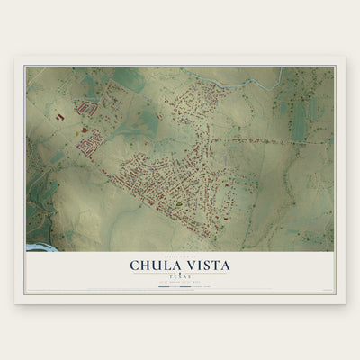 Chula Vista, Texas map print, the full design