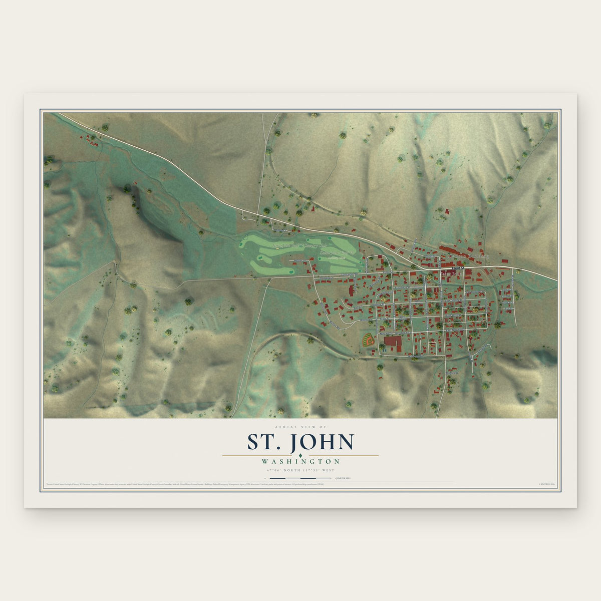 St. John, Washington map print, the full design