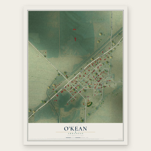 O'Kean, Arkansas map print, the full design