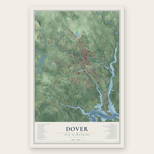 Dover, New Hampshire map print, the full design