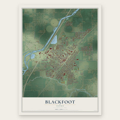 Blackfoot, Idaho map print, the full design