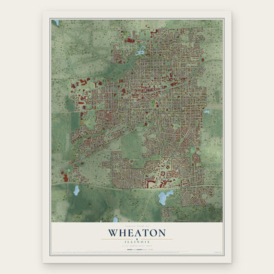 Wheaton, Illinois map print, the full design