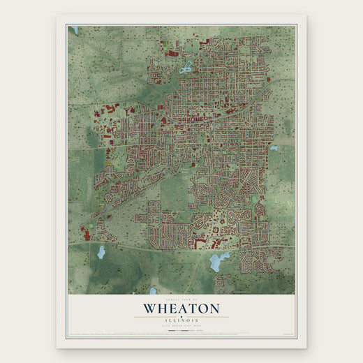 Wheaton, Illinois map print, the full design