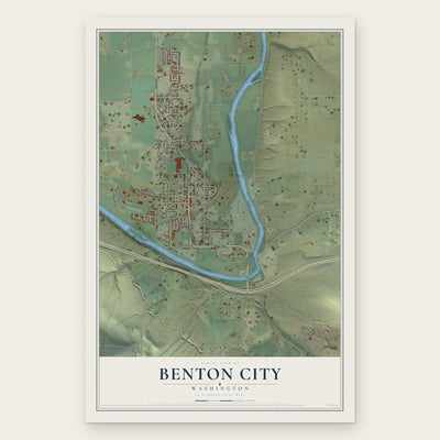 Benton City, Washington map print, the full design
