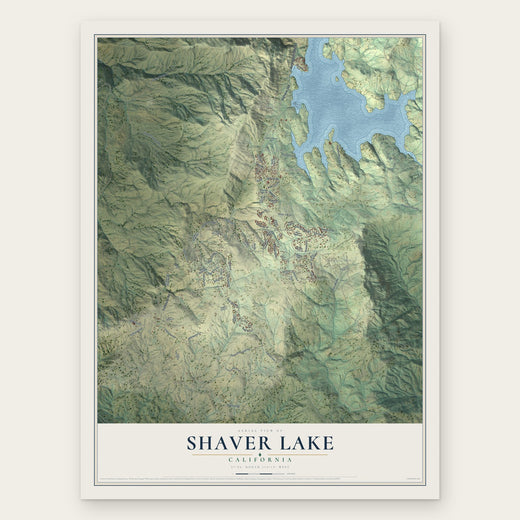 Shaver Lake, California map print, the full design