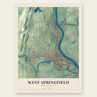 West Springfield, Massachusetts map print, the full design