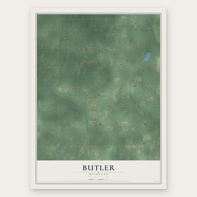 Butler, Michigan map print, the full design