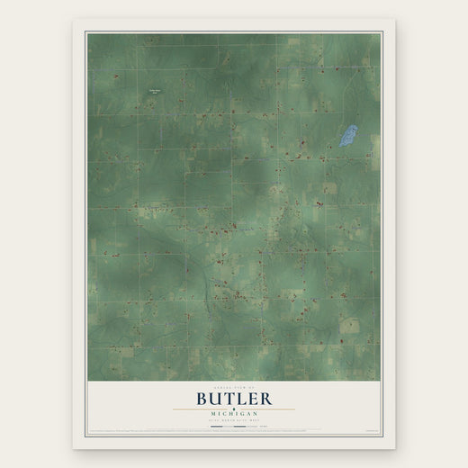 Butler, Michigan map print, the full design