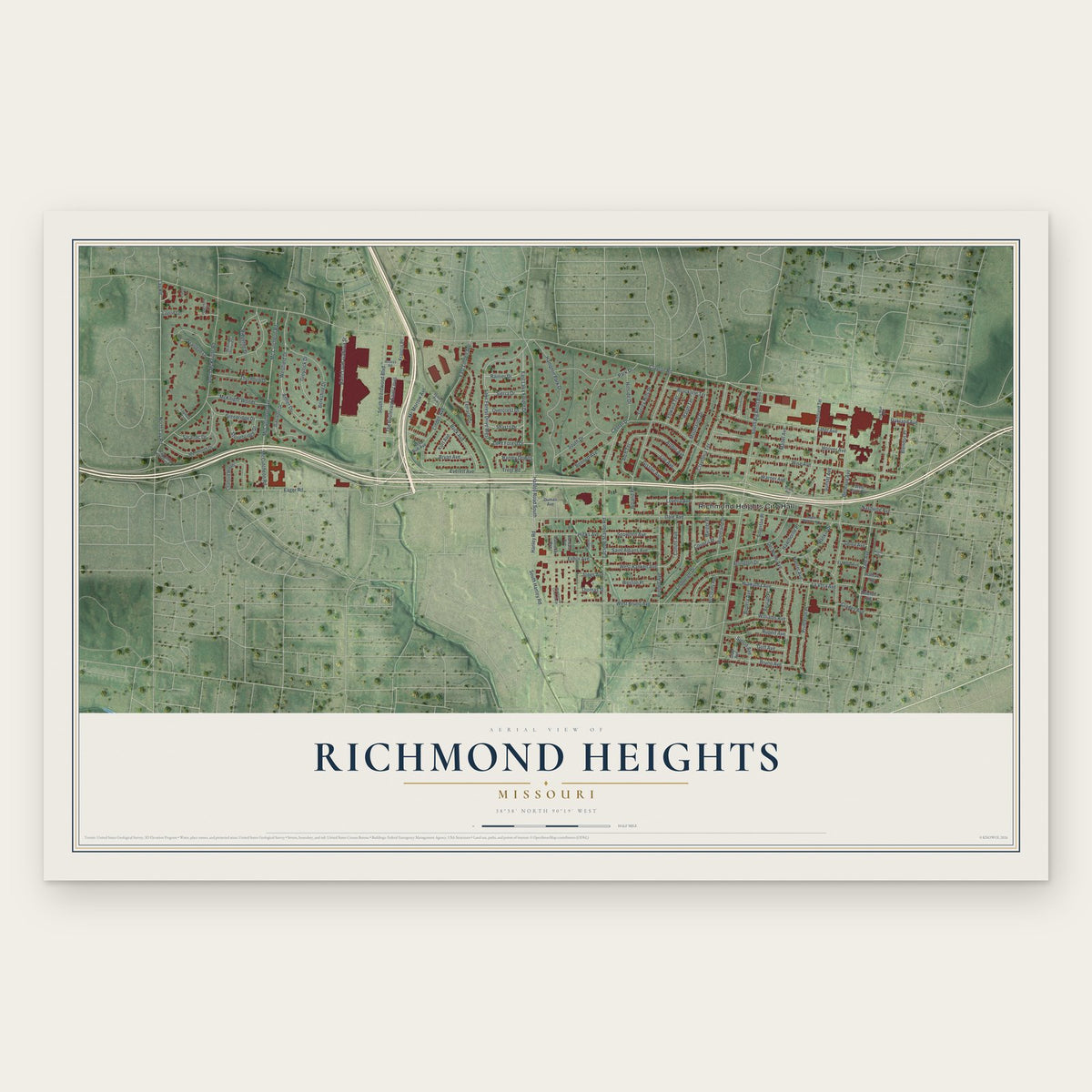 Richmond Heights, Missouri map print, the full design