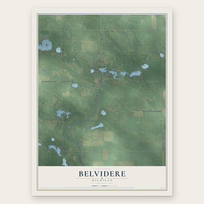 Belvidere, Michigan map print, the full design