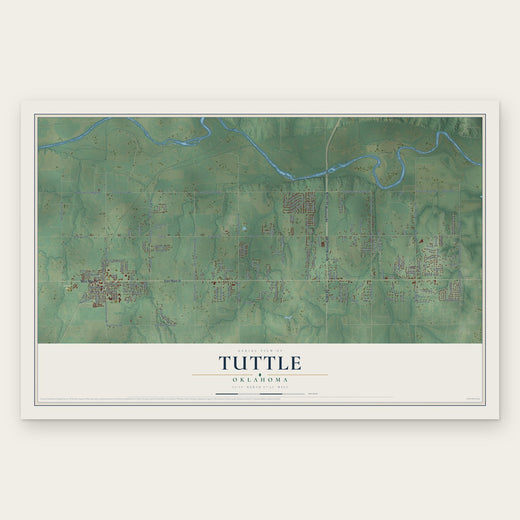 Tuttle, Oklahoma map print, the full design