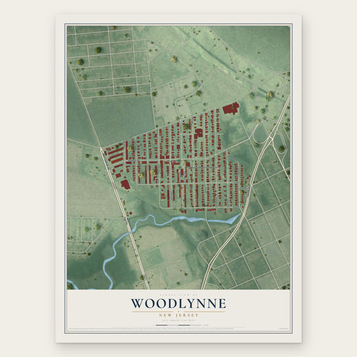 Woodlynne, New Jersey map print, the full design