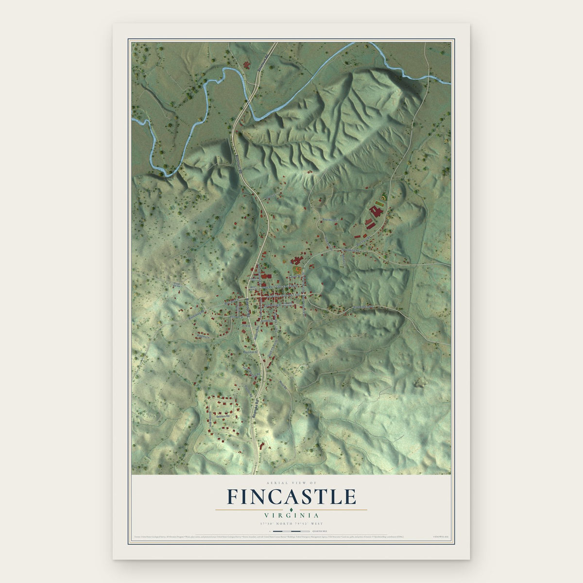 Fincastle, Virginia map print, the full design