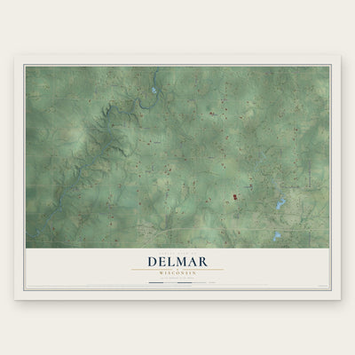 Delmar, Wisconsin map print, the full design