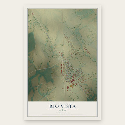 Rio Vista, Texas map print, the full design