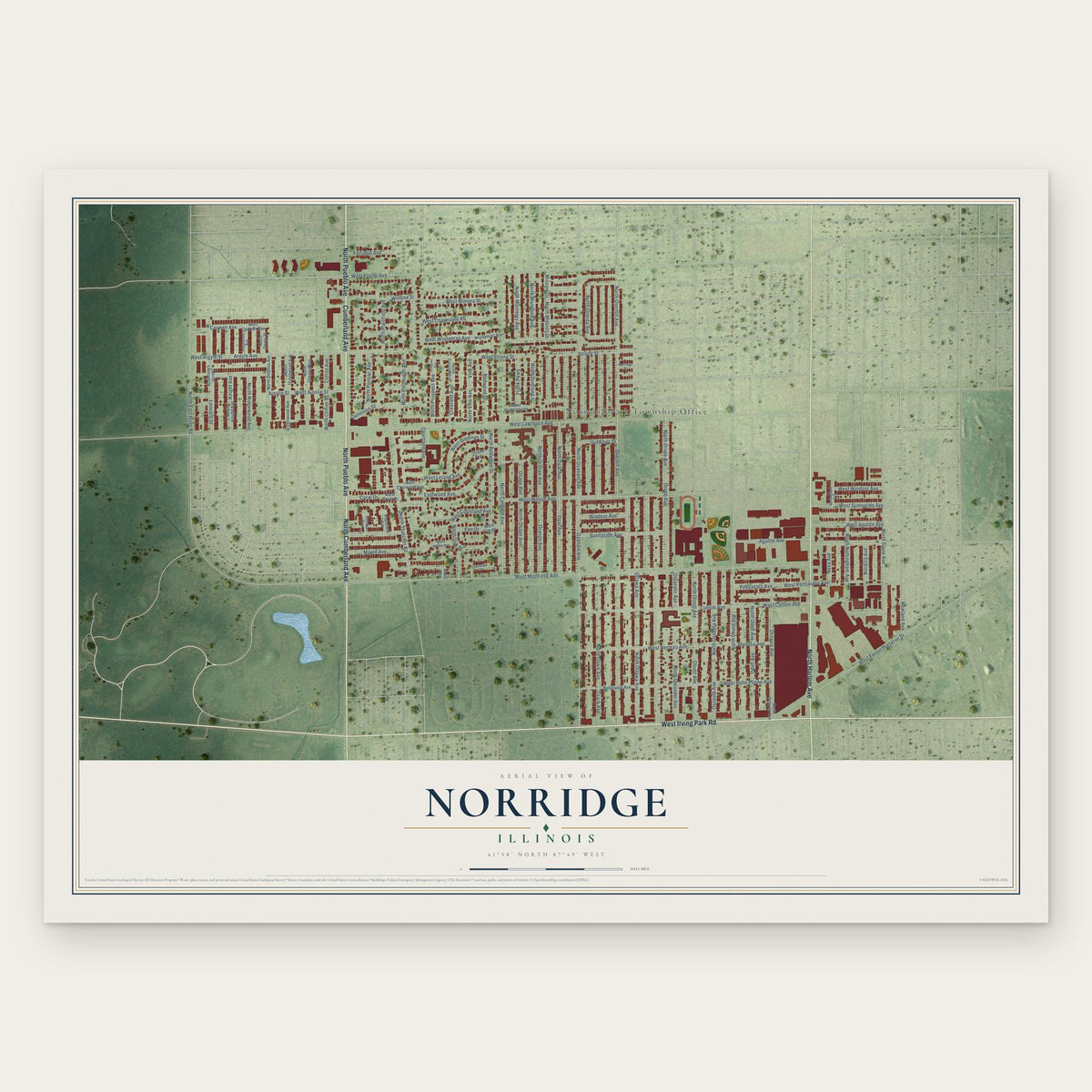 Norridge, Illinois map print, the full design