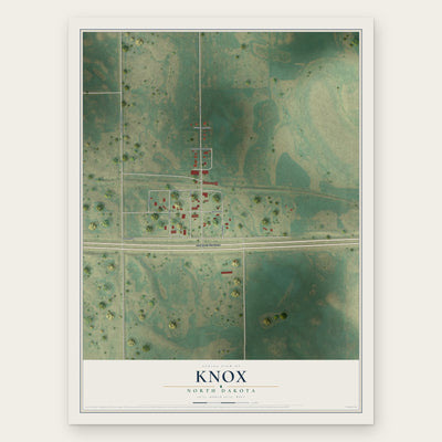 Knox, North Dakota map print, the full design