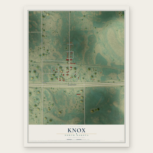 Knox, North Dakota map print, the full design
