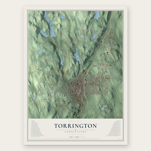 Torrington, Connecticut map print, the full design