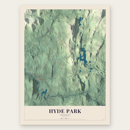 Hyde Park, Vermont map print, the full design