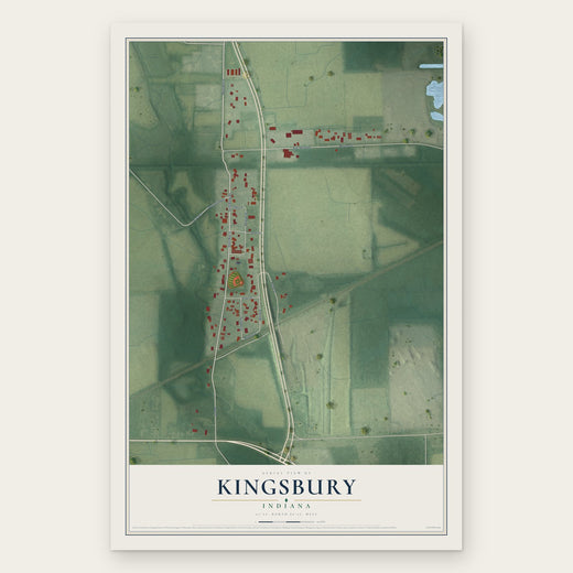 Kingsbury, Indiana map print, the full design