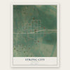 Strong City, Oklahoma map print, the full design