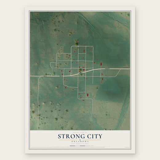 Strong City, Oklahoma map print, the full design