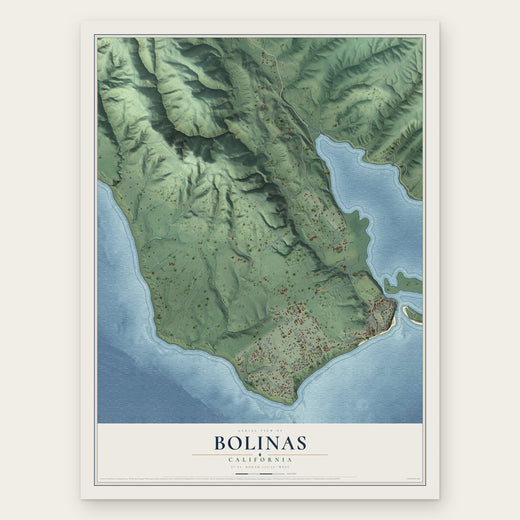 Bolinas, California map print, the full design