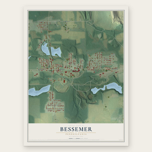 Bessemer, Pennsylvania map print, the full design
