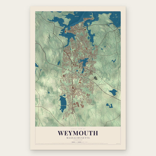 Weymouth, Massachusetts map print, the full design