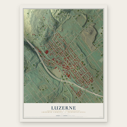 Luzerne, Luzerne County, Pennsylvania map print, the full design