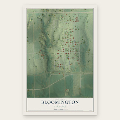 Bloomington, Nebraska map print, the full design