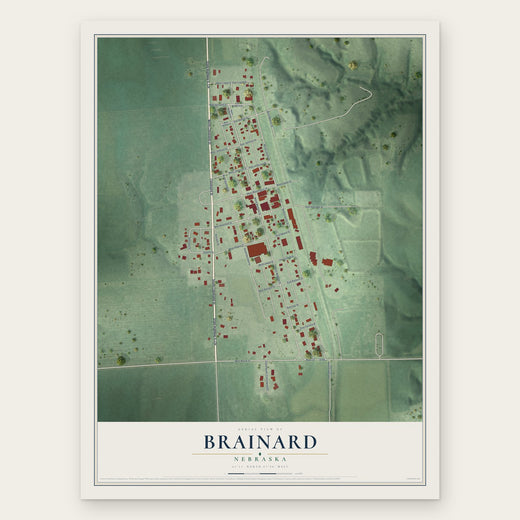 Brainard, Nebraska map print, the full design