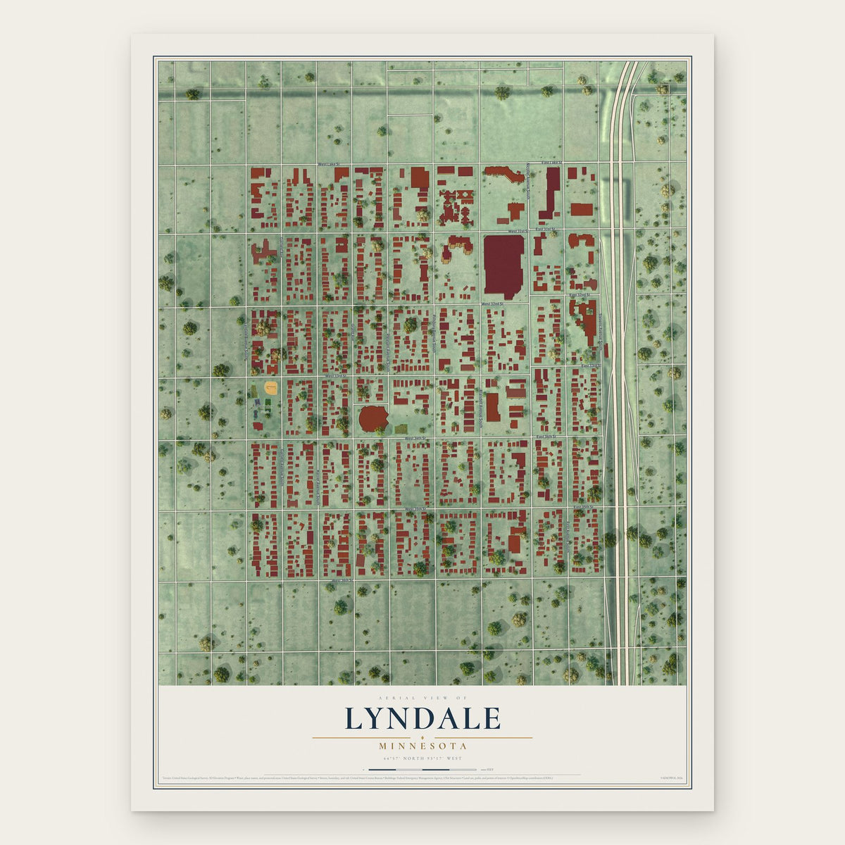 Lyndale, Minnesota map print, the full design