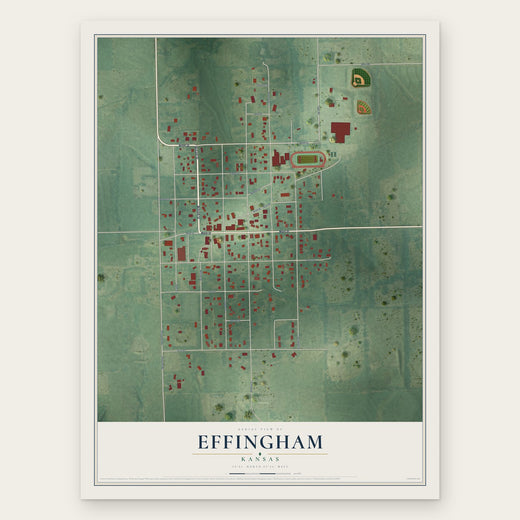 Effingham, Kansas map print, the full design