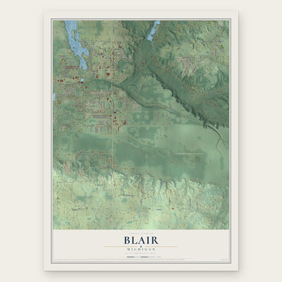 Blair, Michigan map print, the full design