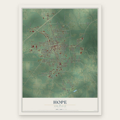 Hope, Arkansas map print, the full design